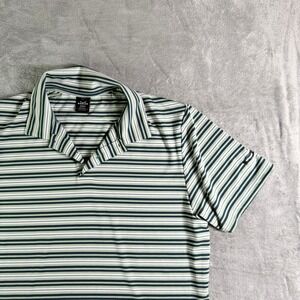 Oakley Hydrolix Golf Polo Shirt Men's Med Striped Short Sleeve Quarter Zip